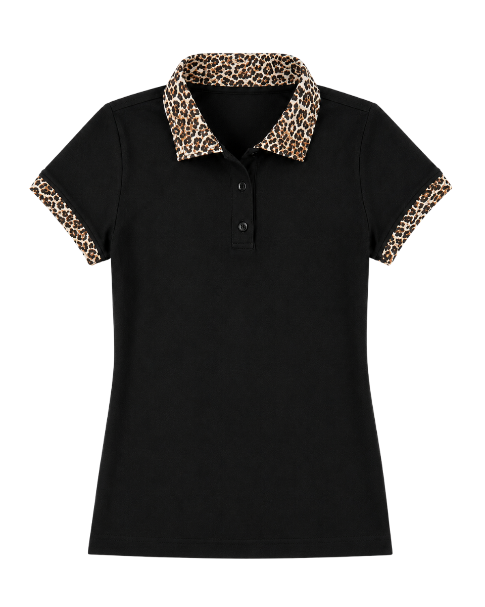 Leopard Trim Polo Shirt