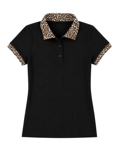 Leopard Trim Polo Shirt