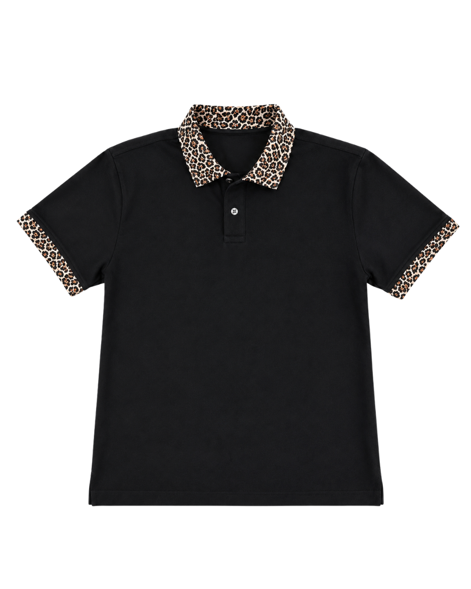 Leopard Trim Polo Shirt