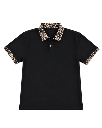 Leopard Trim Polo Shirt
