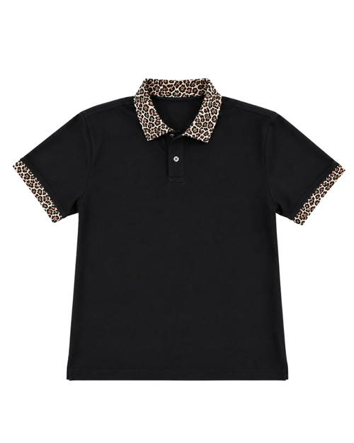 Leopard Trim Polo Shirt