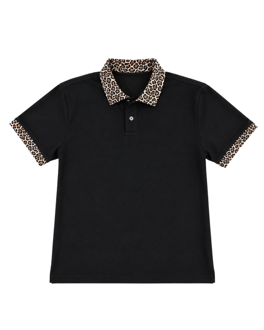 Leopard Trim Polo Shirt