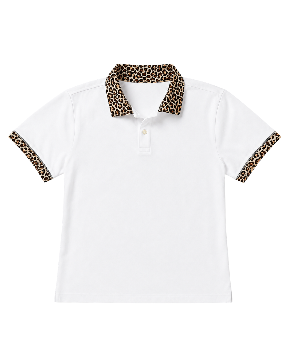 Leopard Trim Polo Shirt